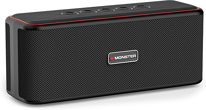 Monster Shock Plus Bluetooth Speaker,Portable Speaker with 40W Loud Stereo Sound, Bluetooth 6.0,TWS Pairing, 20H Playtime,Support AUX/TF Card,IPX6 Waterproof Wireless Speakers for Outdoor,Home,Travel