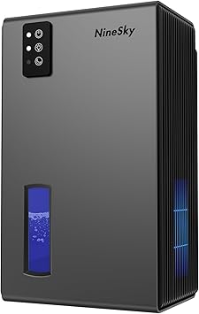 NineSky Dehumidifiers for Home, 1000 Sq.Ft Dehumidifier with 95oz Water Tank, Quiet Dehumidifier for Basement Bathroom Bedroom with 7-Color Ambient Light & Auto Shut Off, Grey