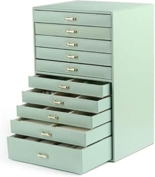 10-Layer Faux Leather Jewelry Organizer Box for Women | Extra Large Storage Case for Rings, Earrings, Necklaces & Display | Stylish Jewelry Storage Solution