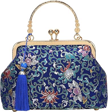 and white porcelain pattern cheongsam bag classic satin retro handbag for women