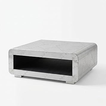 Handmade Aluminum Aviator Coffee Table – Square Vintage Aircraft Industrial Living Room Furniture Coffee Table with Rivets Perfect for Living Room, Bedroom and Office Cafe and Rastaurants