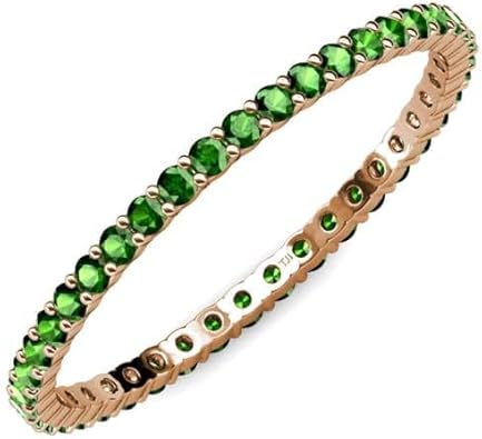 TriJewels Amethyst, Topaz, Garnet, Citrine, Peridot 4.00 mm Common Prong Womens Stackable Eternity Ring 10K, 14K, 18K Gold