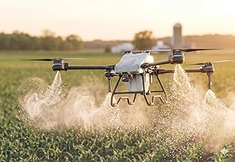 Agricultural Spray Drone 50L (14 Gal) Spreader Heavy Payload Extra Battery up to 60 Acres per Hour maximim Weight 220 lbs. Full Tank Emptying 7 Minutes smart Fast Charger 18 Minutes