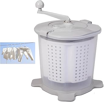 Manual Washing Machine 2 in 1 Non-Electric Washer Manual Traveling Outdoor Washing Machine Dehydrator Hand Crank Laundry Wringer Compact Spin Dryer for Clothes, Suitable for Dormitory