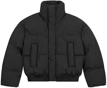 Short Stand Up Collar Jacket Thick Casual Cotton Padded for Both Men Women