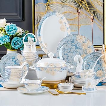 60 Piece Bone China Tableware Sets Food Bowl Sushi Dishes Ramen Plates Dinner Set Utensils For Kitchen Accessories