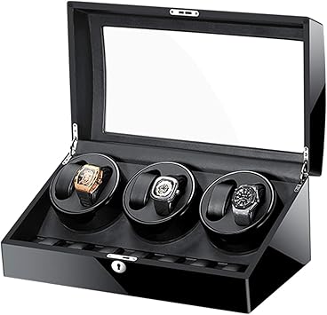 Silent Motor Watch Winder Box with Piano Finish - 5 Capacity, Luxury Watch Storage Case, Elegant Design for Automatic Watches, Ideal Gift for Watch Enthusiasts