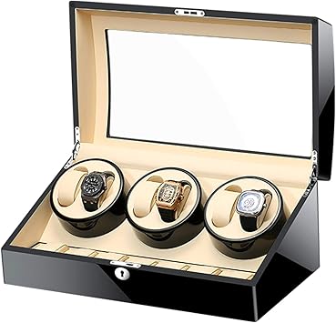 Silent Motor Watch Winder Box, Piano Finish, 5 Capacity, Elegant Watch Storage Case for Automatic Watches, Perfect for Collectors and Gift Giving
