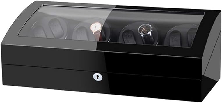 Quiet 8+9 Watch Winder Box with Piano Finish - Durable Case for Men & Women Watches, Perfect for Storage & Display - Elegant Black Design, Ideal Gift for Watch Enthusiasts