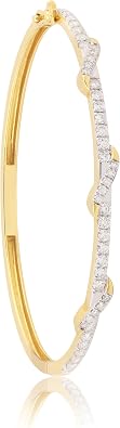 GEMHUB 0.99ct Natural Diamond Tennis Bangle Bracelet in 18K Yellow Gold, IGI Certified Round Diamonds, GH Color VS Clarity, Handcrafted Jewelry for Women