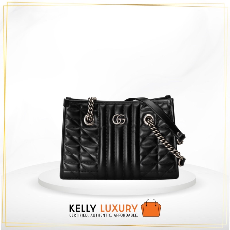 G-U-C-C-I GG Marmont Small tote bag in black leather [Evoucher]
